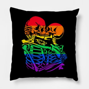 Gay Couple Skeletons Kissing LGBT Pride Pillow