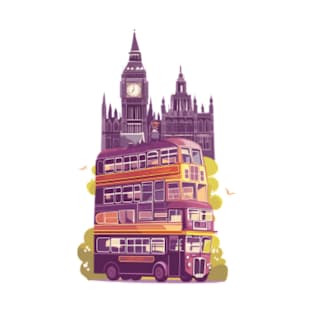 Magical Triple Decker in London - Fantasy T-Shirt