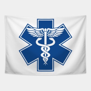 EMT Health Care Caduceus Blue Medical Symbol Tapestry