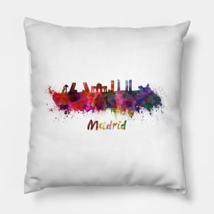 Madrid skyline in watercolor Pillow