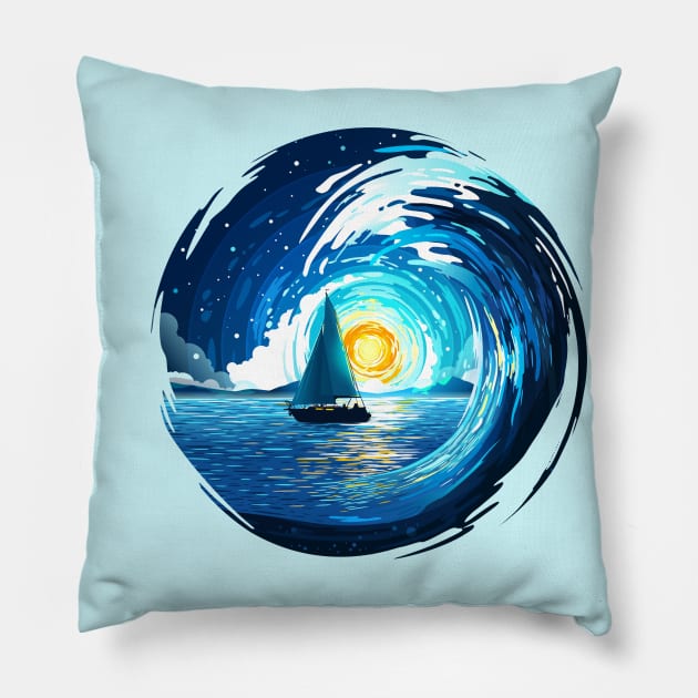 Sea Wave Pillow by Prok_Art