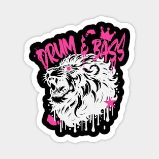 DRUM AND BASS  - Stenciled Lion (white/pink) Magnet