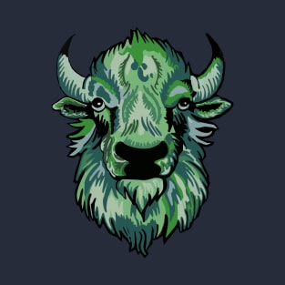 Mindful Vivid Buffalo in Green T-Shirt