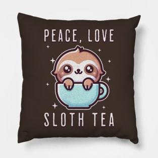 Peace, Love, Sloth Tea Pillow