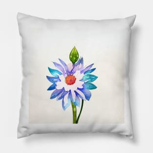 Blue Watercolor Flower Pillow