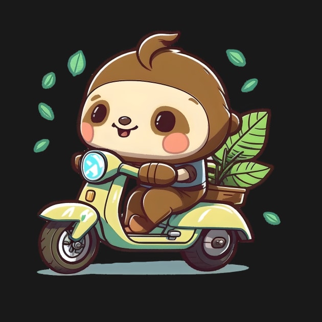 Adorable Sloth riding a bike - Cute Sloth drawing by SergioCoelho_Arts