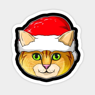 Cute Kawaii Christmas Cat with Santas Hat For Christmas Magnet