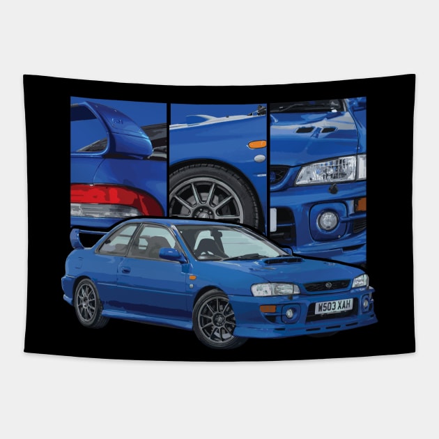 gc8 p1 art car rally graphic spoiler forged Tapestry by cowtown_cowboy