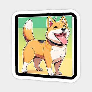 Happy Cute Dog Shiba Inu - Love Dogs Magnet