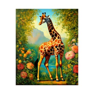 Giraffe In Colorful Nature T-Shirt