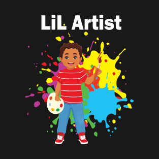 Lil artist cute little boy painting for little artists T-Shirt