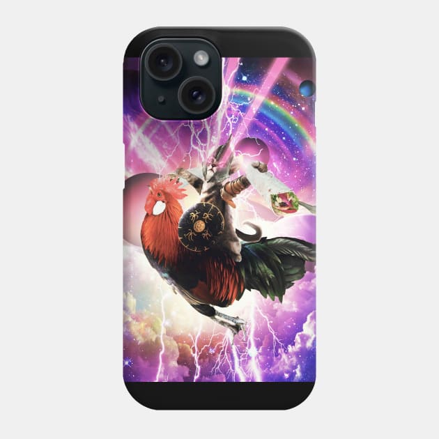 Lazer Warrior Space Cat Riding Chicken Eating Burrito Phone Case by Random Galaxy