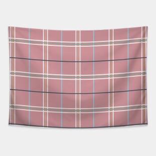 Watermelon Pink Plaid Tapestry