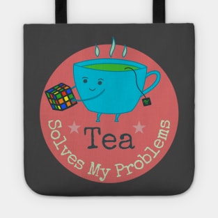 Tea Solves My Problems - cute cup of tea with Rubik cube Tote