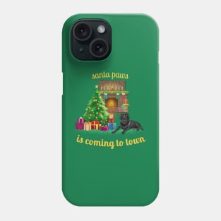 santa paws is coming to town with black labrador Phone Case