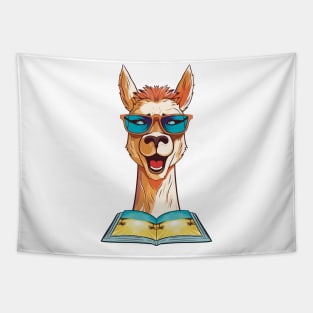 Librarian Llama, Summer Llama, Llama Reading Book Tapestry