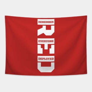 Remember Everyone Deployed RED Friday Vertical White Print Tapestry