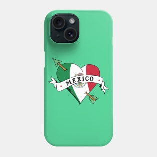 I Love Mexico Flag Heart Tattoo Flash Phone Case