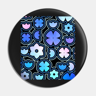 Floral doodles in blue Pin