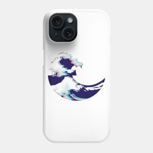 Glitched Great Wave Emoji Phone Case