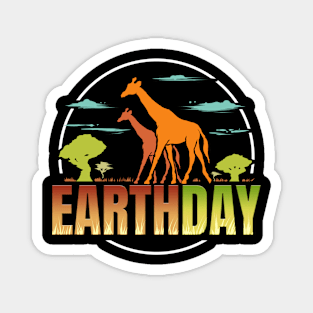 Logo Africa Giraffes In Savannah For Earth Day Magnet