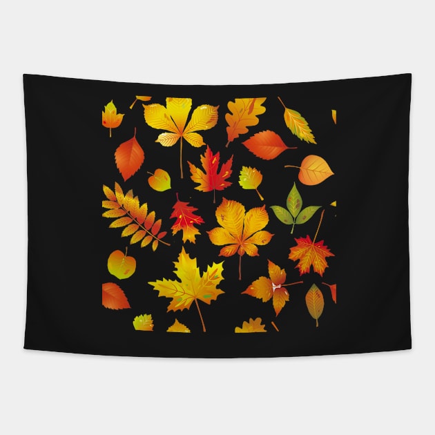 Beautiful Colorful Autumn Leaves Tapestry by CeeGunn