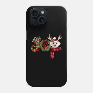 Christmas Joy Dwarf Stocking Reindeer White Maltese Phone Case