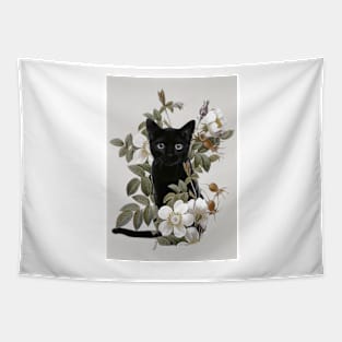 Cat With Flowers Tapestry