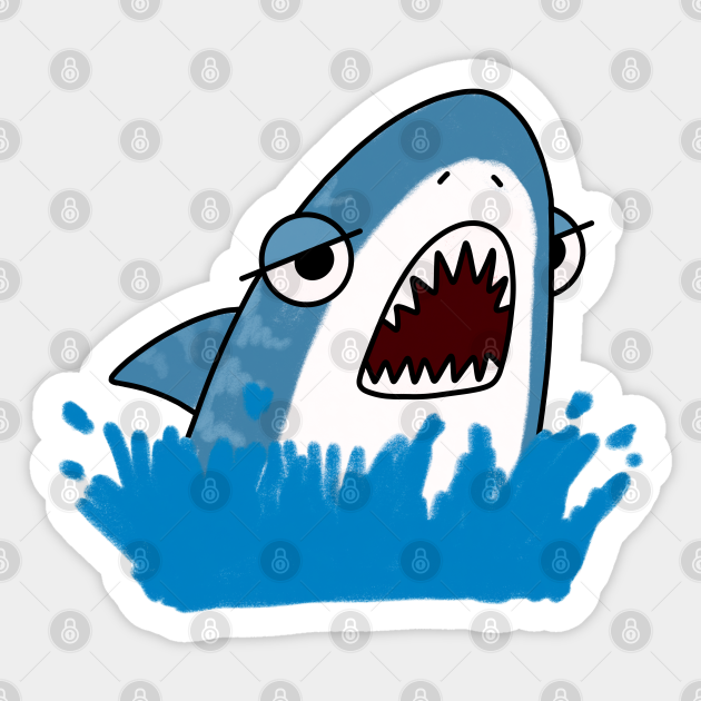 Cute Angry Shark Kawaii - Shark Animal Kawaii - Sticker | TeePublic UK