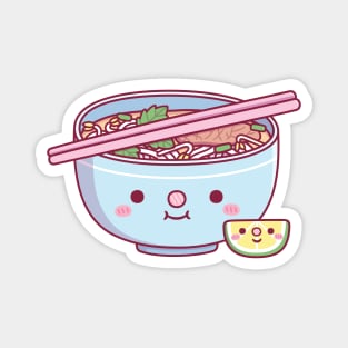 Cute Pho Rice Noodle And Lime Doodle Magnet