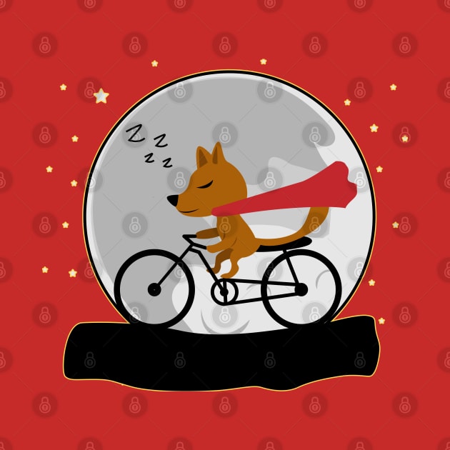 Cute Fox Sleeping with Moon at Night by Suryaraj