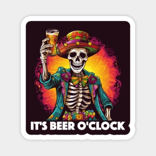 It's Beer O'Clock Design, with White Lettering Magnet