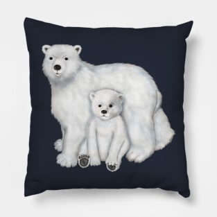 Polar Bear Mom and Cub Pillow