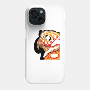 kawaii parrot in mexican orange pattern in totonac folk tattoo art Phone Case