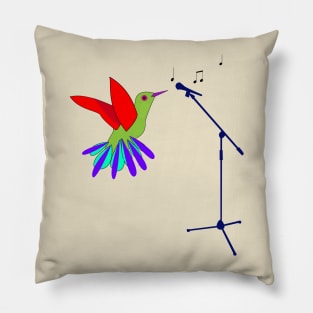 Colorful Bird and Microphone Pillow