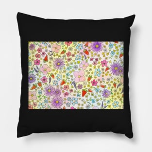 Flowers and Strawberries by Nicole Janes Pillow