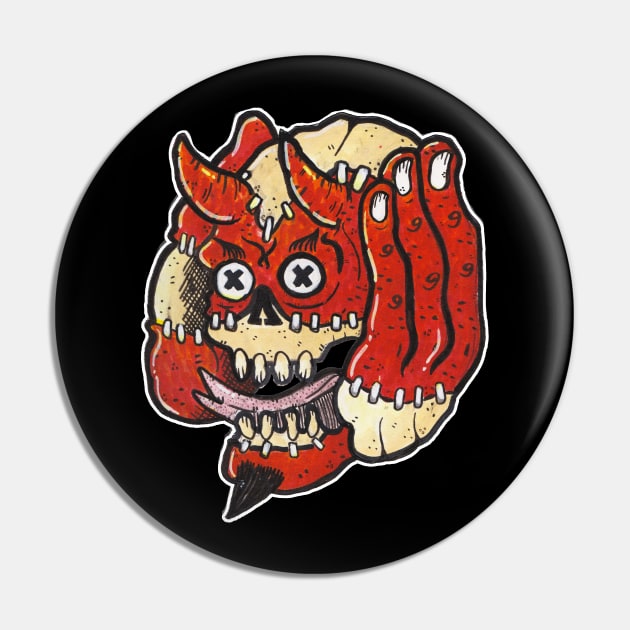 Devil Frankenstein skull Pin by TheSludgeboss