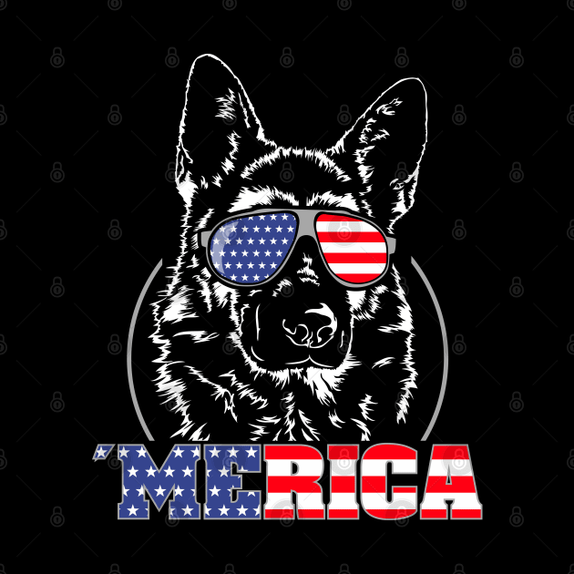 Proud German Shepherd American Flag Merica dog by wilsigns