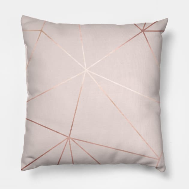 Blush Pink Gold Geometric Fractal Wire Terrarium Cage Lines Pillow by Printable Pretty