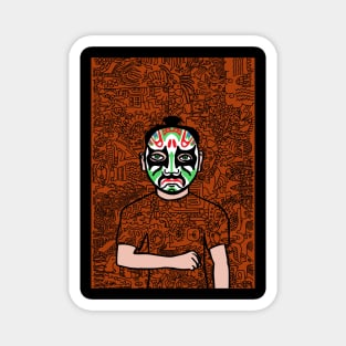 MaleMask NFT with ChineseEye Color and GreenSkin Color - Doodle Style Magnet