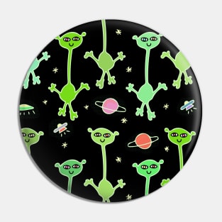 Cute Aliens in Space Pattern Pin