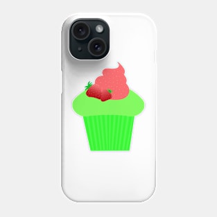 Cute Green cupcake with strawberries Phone Case