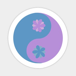 Floral yin yang in digital lavender and tranquil blue Magnet