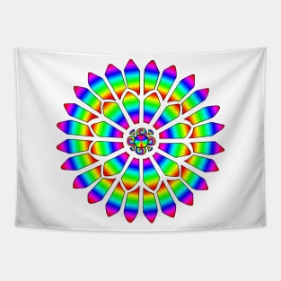 Rainbow Stained Glass Flower Mandala Window Tapestry