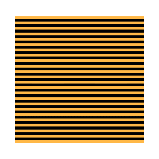 Horizontal Stripes Pattern - Black & Orange T-Shirt
