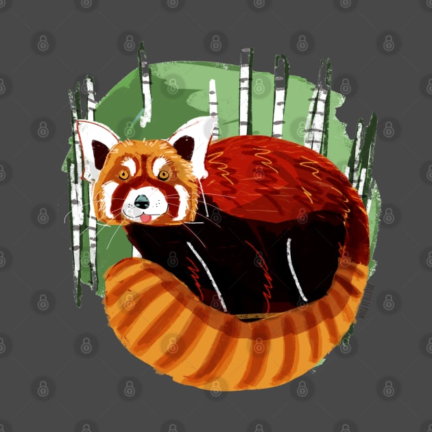 Red Panda in the bamboo forest by belettelepink