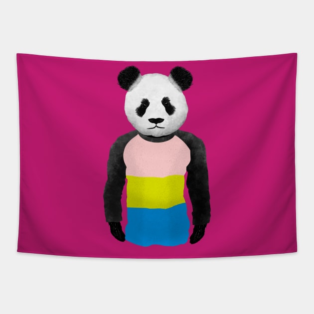 Pansexual Pride flag Panda Tapestry by mailboxdisco