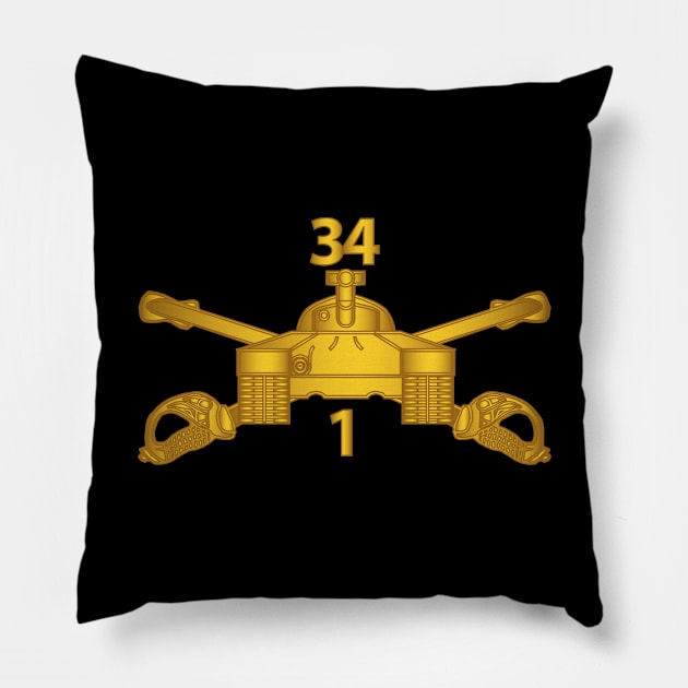 1st Bn 34th Armor - Armor Branch wo Txt Pillow by twix123844