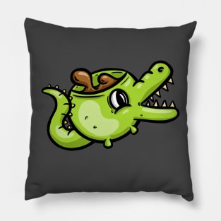 Crocodile alligator Coffee Cup Cartoon Illustration Pillow