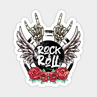 Lets Rock Rock&Roll Skeleton Hand Retro Vintage Rock Concert Magnet